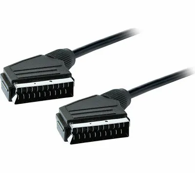 2x SCART Lead 1M 1 Metre Cable Full Wired Silver 21 Pin RGB SKY Old TV DVD Short • £5.44
