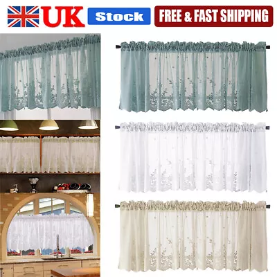 Curtain Lace Valance Window Sheer Net Voile Short Semi Transparent Home Decor • £7.51