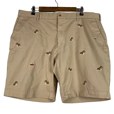 Polo Ralph Lauren Shorts Men's 40 Dog Embroidered Chino Preppy Tan Khaki Bulldog • $22.49