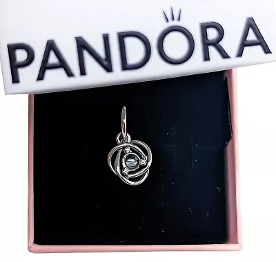 New PANDORA 925 Birthstone April Clear Eternity Circle Dangle Charm  793125C04 • $42.50