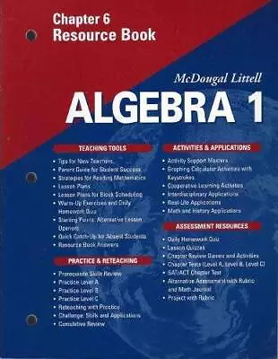 McDougal Littell Algebra 1: Resource Book: Chapter 6 - Paperback - ACCEPTABLE • $8.39