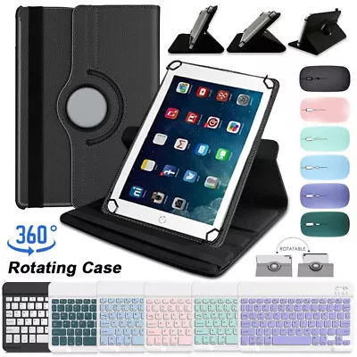 Universal Keyboard Leather Case Cover Mouse For IOS Android 10 10.1 Inch Tablet • £8.99
