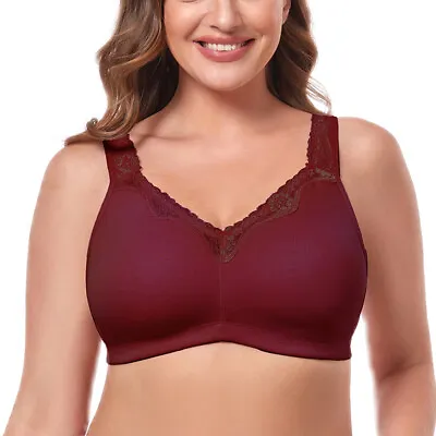 UK LADIES LACE Comfort Cotton Bra NON-PADDED SUPPORT UNDERWEAR Full Coverage BH • £12.98