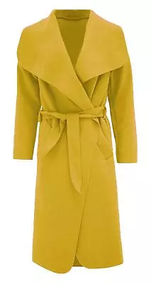 Women's Long Duster Jacket French Belted Trench Waterfall Coat Ladies Italian • £16.99