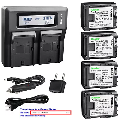 Kastar Battery Dual LCD Fast Charger For Canon BP-808 & VIXIA HF S11 Camcorder • $25.99