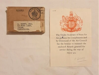 £19.99 • Buy Original WW2 British RAF Royal Air Force Medal Box With Slip A. Rigby Esq