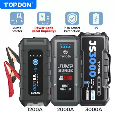 TOPDON Booster 3000 Amp 12V Lithium Jump Starter Box Car Truck Battery Charger • $132.99