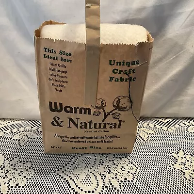 Warm And Natural Needled Cotton Batting Craft Size 34x45 New In Package! • $9
