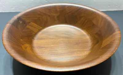 Vtg. Burl Walnut Salad Bowl  Billings Missouri 11  X 11  X 3.25  • $23.45