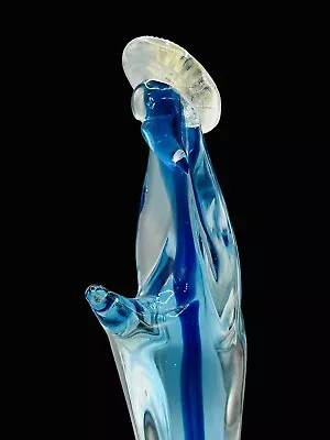 Art Glass Sommerso Blue Madonna Holy Virgin Mary Christmas Figurine 12.5” EUC • $84.99