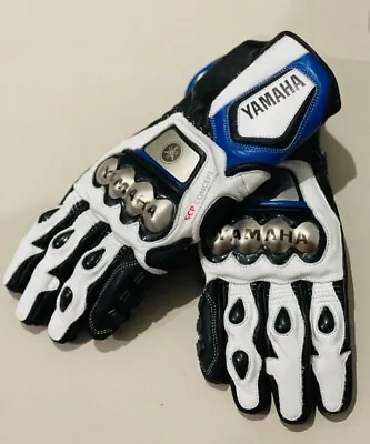 Yamaha R1 R4 Blue Motorbike Riding Leather Motorcycle Gloves Made With Kevlar • $119.99