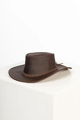 £21.99 • Buy Rydale Australian 100% Leather Hat Cowboy Outback Aussie Bush Hats Brown