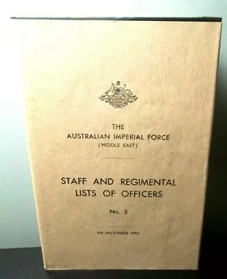 Staff And Regimental Lists Of Officers; No. 3 - Australian Imperial Force (Middl • $32