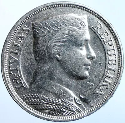 1931 LATVIA W Female Headwear 5 Lati LARGE Vintage Silver European Coin I114613 • $358.65