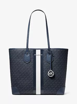 Michael Kors Eva MK Signature Blue Admiral Multi Large Travel Tote & Pouch • $154.98