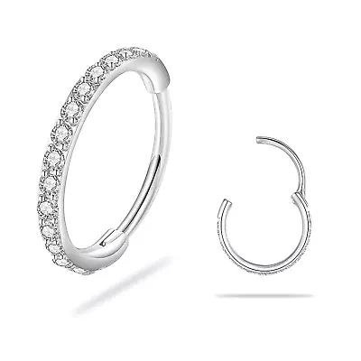 20G Silver Hinged Nose Rings Hoops For Women 316L Surgical Steel Clicker  • $13.89