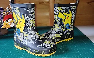 Boys Pokemon Pikachu Rubber Wellies Rain Wellington Boots Wellys Size 9 Infant • £8.99