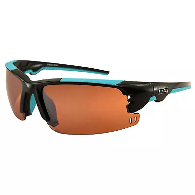 Maxx Wizard Golf Sports Sunglasses TR90 Black & Light Blue Frame W/ HD Amber • $19.99
