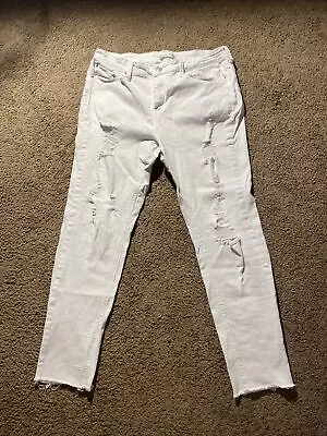 Mudd Distressed Skinny Jeans  Junior Womans Size 15 White Frayed Ankle • $8