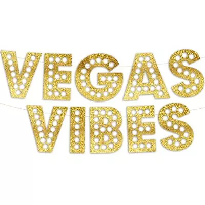 Vegas Vibes – Casino Themed Glitter Banner – Las Vegas Birthday And Bachelore... • $11.04