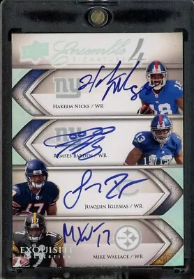 2009 Upper Deck Exquisite QUAD AUTO Mike Wallace Hakeem Nicks Barden Iglesias RC • $64.99