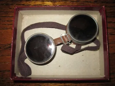 Vintage Salvage Industrial Welding Goggles 1950s Leather Metal Green • $47.99