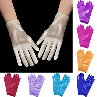 £3.83 • Buy New Ladies Short Wrist Gloves Smooth Satin For Party Dress Prom Evening Wedding