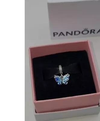 Authentic Pandora Blue Murano Glass Butterfly Charm W/Gift Box • $41.99