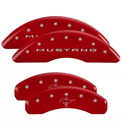 MGP Caliper Cover W Bar And Pony Engraving 4 PC Kit Red For 2015-22 Ford Mustang • $299