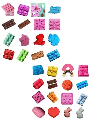 Assorted Silicone Baking Moulds Cake Tin Jelly Sponge Fondant Lollipops Muffin • £8.99