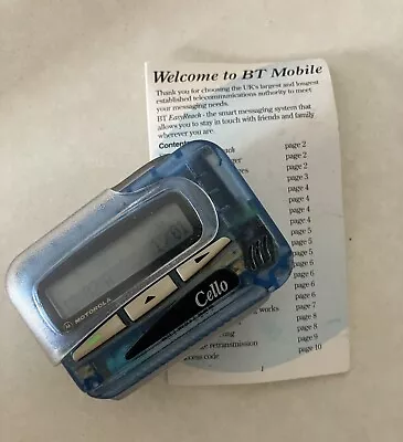 Pager - Motorola Cello Easy Reach With Instructions Transparent Blue • £32.99