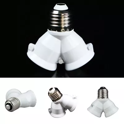 Durable E27 Lamp Socket Splitter Adapter With 2x E27 Bulb Base Stand Holder • £5.09