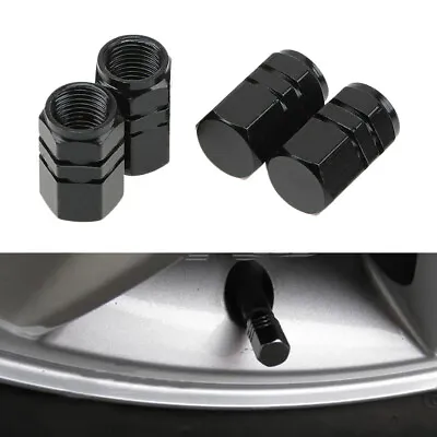 4x Black Car Tire Valve Cap Valve Stem Cover Air Dust Wheel Rim Caps Accessories • £2.74
