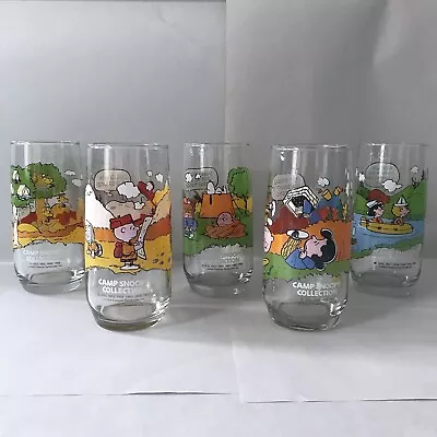 VTG McDonalds Camp Snoopy Collection Glasses 1970s Complete Set Of 5 Cups EUC • $31.99