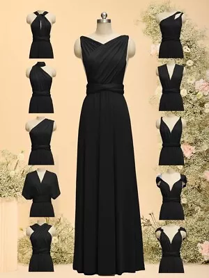 Multi Way Wrap Long Maxi Dress Convertible Infinity Dress Twist Wrap Black Small • $28