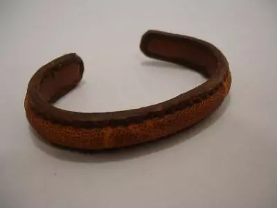 Men's Sz L XL Cuff Bracelet Santa Fe NM Navajo Native Made Tan Leather Bullhide • $69.99