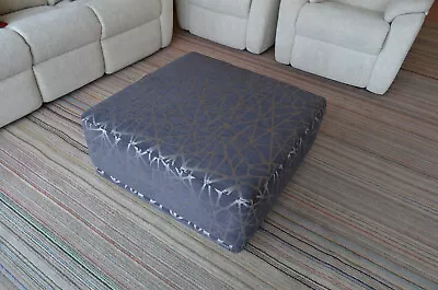 Square Footstool In Blue And Silver Crackle Fabric G Plan Fusion Ex-display • £349