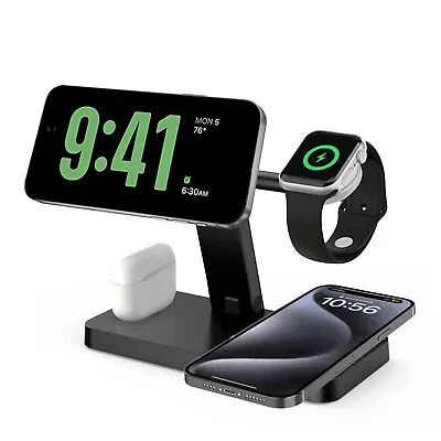 4in1 Magnetic Wireless Charger Station For Apple Watch Ultra/SE/9/7 IPhone 15 14 • £17.99