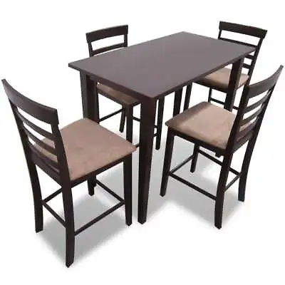 $604.99 • Buy Solid Rubber Wood Kitchen Dining Set 5 Piece Table&Chairs Brown/White VidaXL