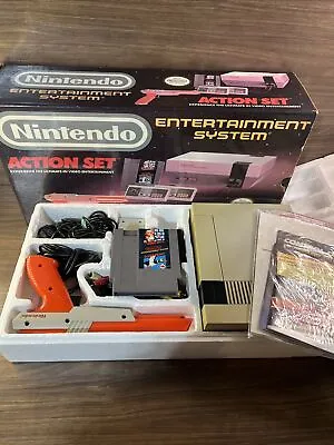 Nintendo NES Action Set Home Console - White/Gray Complete CIB W/ Box Tested • $299.99