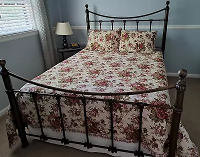 Waverly 3 Piece Queen Norfolk Quilt Set Red Floral Country Cotton Reversible • $110