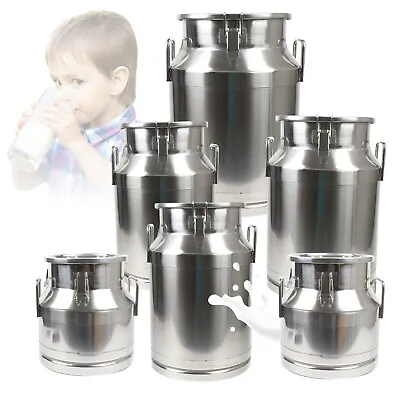 New Stainless Steel Milk Churn Can Milk Jug Canister Carry Handle Sealed Lid  • $138