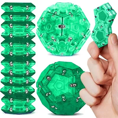 12 Pcs Set Pentagons Puzzle Sphere Magnet Fidget Toys Figit Balls Building Green • $15.95