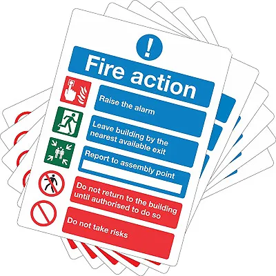 £4.79 • Buy Raise The Alarm Fire Action Notice Signs 150mm X 200mm - Self Adhesive - Pack 5
