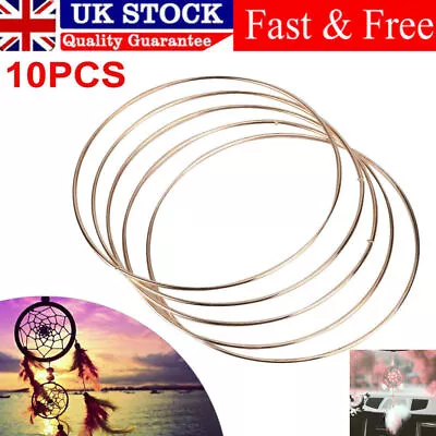 10Pcs Gold Metal Dream Catcher Floral Rings Hoops Wreath DIY Wedding Decor 15CM • £5.89