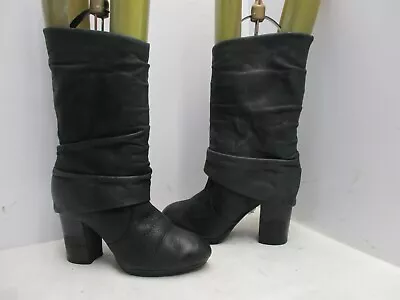 Vince Camuto Cassandra Black Nubuck Leather Slouch Ultra High Heel Boot Sz 6.5 B • $29.95