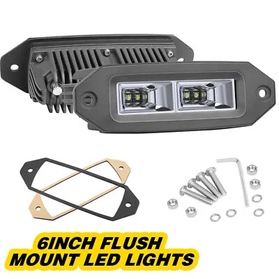 2x 6.7 Inch Flush Mount LED Work Light Bar Flood Cube Pods Driving Off Road Fog • $37.99