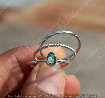 $8.51 • Buy Pear Cut Blue Topaz Gemstone Solid 925 Silver Handmade Jewelry Women Ring TK426