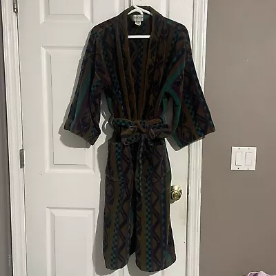 Vintage Heavy Terry Cloth Aztec Bath Robe Ash Creek Trading One Size Multicolor • $64.99