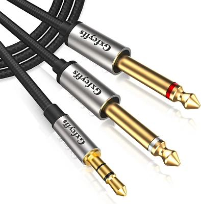 £13.68 • Buy Gxfcyffs 3.5mm To 6.35mm Mono Cable 2M 1/8  Mini TRS To Dual 1/4 Inch TS Jack Y